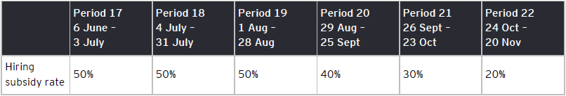 EY - Canada Recovery Hiring Program rates, Periods 17* to 22